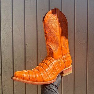 #71 Orange Crocodrile Tail Western Boot
